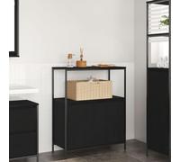 HaoChrymec Mueble de Baño con Estantes, Madera de Ingeniería, Diseño Roble Negro, Armario Multiusos, Mueble Bajo Lavabo, para Baño, Oficina o Sala de Estar, 76,5 x 35 x 95 cm