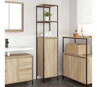 HaoChrymec Mueble de Baño con Estantes, Madera de Ingeniería, Diseño Roble Sonoma, Armario Multiusos, Mueble Bajo Lavabo, para Baño, Sala de Estar o Oficina, Color Roble Sonoma, 36 x 35 x 165 cm