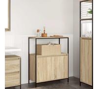 HaoChrymec Mueble de Baño con Estantes, Madera Sonoma, con Patas Ajustables, Armario Multiusos, para Baño, Sala de Estar y Oficina, Color Roble Sonoma, 76.5 x 35 x 95 cm