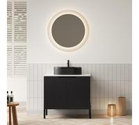 HaoChrymec Mueble De Baño De Cerámica y Piedra Sinterizada con Puertas Soft Close, Lavabo Ovalado, Mueble Lavabo, Adecuado para Baño Clásico y Moderno, Negro, 76.00x48.00x88.00 cm