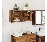 HaoChrymec Mueble de Baño de Pared Imitación Madera Recuperada, Madera de Ingeniería, Diseño Minimalista, Armario Multiusos, para Baño, Cocina, Salón, Color Madera Reciclada, 80x25x40 cm