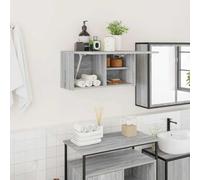 HaoChrymec Mueble de Baño de Pared, Material Madera de Ingeniería, Diseño Minimalista con Resorte de Gas, Armario Multiusos, para Baño, Cocina, Salón, Dormitorio, Color Gris Sonoma, 60 x 25 x 30 cm