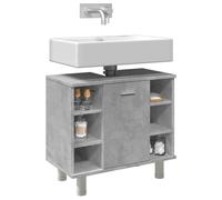 HaoChrymec Mueble de Baño Gris Hormigón, Madera de Ingeniería, Diseño Compacto, Armario Multiusos, Mueble Auxiliar Baño, con Manija en la Puerta, Requiere Montaje, para Baño y Sala, 60 x 32 x 53.5 cm
