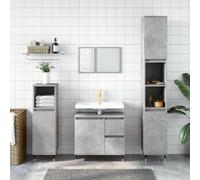 HaoChrymec Mueble de Baño Gris Hormigón, Madera de Ingeniería y Hierro, con Cajones y Compartimento, Armario Multiusos, para Baño y Oficina, 65 x 33 x 60 cm