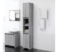 HaoChrymec Mueble de Baño Gris Sonoma, Madera de Ingeniería, con 6 Compartimentos y 2 Puertas, Armario Multiusos, para Baño, Dormitorio y Oficina, 30 x 30 x 183.5 cm