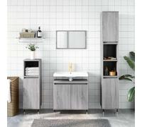 HaoChrymec Mueble de Baño Gris Sonoma, Madera de Ingeniería, Diseño con Patas de Hierro, Armario Multiusos, Mueble Auxiliar Baño, Cajoneras Baño, Ideal para Baños y Vestidores, 58 x 33 x 60 cm