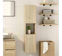 HaoChrymec Mueble de Baño, Madera Contrachapada, con 3 Compartimentos y 2 Puertas, Armario Multiusos, Mueble Bajo Lavabo, para Baño y Dormitorio, Color Roble Sonoma, 30 x 30 x 130 cm