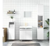 HaoChrymec Mueble de Baño, Madera de Ingeniería y Hierro, 2 Puertas, Diseño con Patas Altas, Armario Multiusos, Mueble Auxiliar Baño, para Baño y Sala de Estar, Color Blanco, 58 x 33 x 60 cm