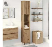 HaoChrymec Mueble de Baño, Madera de Ingeniería y Hierro, Diseño Industrial, Armario Multiusos, Mueble Auxiliar Baño, para Baño y Lavabo, Color Roble Artesanal, 30 x 30 x 190 cm