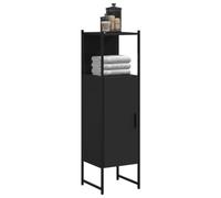 HaoChrymec Mueble de Baño Negro, Acero con Recubrimiento en Polvo y Madera de Ingeniería, Armario Multiusos, Mueble Bajo Lavabo, para Baño, Dormitorio y Oficina, 33 x 33 x 120.5 cm