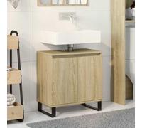 HaoChrymec Mueble de Baño Roble Sonoma, Madera de Ingeniería, Diseño Compacto, Armario Baños, Mueble Auxiliar Baño, Cajoneras Baños, Apto para Baño y Lavabo, Requiere Montaje, 58 x 33 x 60 cm