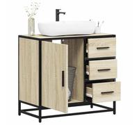 HaoChrymec Mueble de Baño Roble Sonoma, Material Madera y Metal, Diseño Retro, con Espacio de Almacenaje, Armario Multiusos, para Baño, Dormitorio y Oficina, 65 x 33 x 60 cm