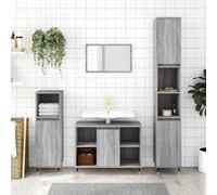 HaoChrymec Mueble de Baño Sonoma Gris, Material Madera de Ingeniería, Diseño Funcional con 1 Compartimento y 4 Abiertos, para Baño y Otros Espacios, con Patas de Hierro, 80x33x60 cm