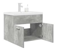 HaoChrymec Mueble de Lavabo con Grifo Empotrado, Madera, Diseño Compacto, Armario Baño, Mueble Bajo Lavabo, Mueble Baño Auxiliar, para Baño, Cocina y Oficina, Gris Hormigón, 60 x 38.5 x 46 cm