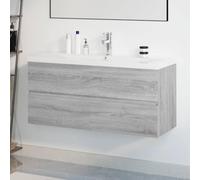 HaoChrymec Mueble de Lavabo con Lavabo Incorporado, Madera Sonoma Gris, Diseño Práctico, Armario Baños, con Rebosadero, Mueble Bajo Lavabos, para Baños, 100 x 38,5 x 45 cm