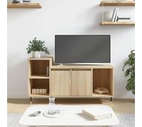 HaoChrymec Mueble de TV de Madera con 5 Compartimentos y Puertas Prácticas, Gran Almacenamiento, Adecuado para Salón y Dormitorio, Color Roble Sonoma, 100 x 35 x 55 cm