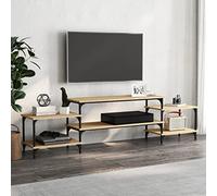 HaoChrymec Mueble de TV de Madera Industrializada con Gran Almacenamiento y Patas Ajustables, Diseño Funcional y Elegante, Adecuado para Salón y Dormitorio, Roble Sonoma, 197 x 35 x 52 cm