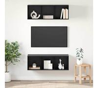HaoChrymec Mueble de TV Mural de Madera Industrializada con Compartimentos Cúbicos, Diseño Moderno y Ahorro de Espacio, Adecuado para Salón y Dormitorio, Color Roble Negro, 37 x 37 x 107 cm, 2 Piezas