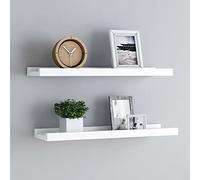 HaoChrymec Repisas para Cuadros, 2 Unidades MDF Blanco, Estantes Decorativos para Pared con Borde Protector, Soporte para Marcos y Fotos, Diseño Compacto 40x9x3 cm