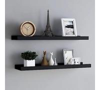 HaoChrymec Repisas para Cuadros, 2 Unidades MDF Negro, Estilo Flotante con Borde Protector, Organizador de Pared para Fotos, Marcos y Decoración, Diseño en Forma de U, 80x9x3 cm