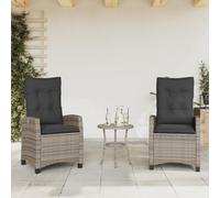 HaoChrymec Silla de Jardín con Cojines Ajustables, Ratán Sintético y Estructura de Acero, Respaldo Reclinable, Resistente a la Intemperie y UV,Color Gris, Dimensiones 57x66x93 cm