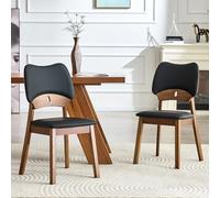 HaoChrymec Sillas de Comedor de Madera, Respaldo Mariposa, Negro, Set de 2