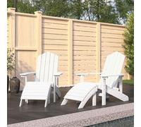 HaoChrymec Sillas de Jardín, 2 Piezas con Taburetes, HDPE Resistente a la Intemperie, Diseño Adirondack Cómodo, Sillones de Jardín y Sillón Exterior, Color Blanco, 73 x 83 x 92 cm y 45 x 44 x 36 cm