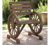 HaoChrymec Sillas de Jardín 2 uds,Madera Maciza de Abeto con Acabado Quemado,Diseño Rueda de Carro con Reposabrazos,Resistentes a la Humedad,Sillas Jardin Exterior,Color Natural,58x58x78.5 cm