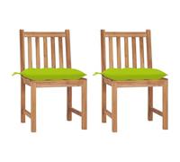 HaoChrymec Sillas de Jardín 2 Unidades, Sillones de Exterior con Cojines y Estructura de Madera de Teca Maciza, Resistentes a la Intemperie y Confortables,Verde Claro, 50 x 53 x 90 cm