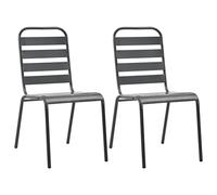 HaoChrymec Sillas de Jardín Apilables, 2 Unidades con Estructura de Acero, Diseño Industrial Resistente a la Intemperie, Sillones de Jardín y Sillón Terraza,Gris Oscuro, 42 x 63 x 84 cm
