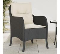HaoChrymec Sillas de Jardín con Cojines, 2 Piezas, Ratán Sintético y Estructura de Acero, Resistente a la Intemperie y UV, Sillones de Jardín, para Terraza y Balcón, Color Negro, 58.5 x 67 x 86 cm