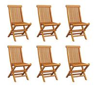 HaoChrymec Sillas de Jardín Plegables, 6 Unidades, Teca Maciza Natural, Diseño Elegante y Plegable, Resistentes a la Intemperie, Sillones Jardín Exterior, Sillas Terraza Exterior, 47 x 60 x 89 cm
