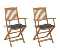 HaoChrymec Sillas Plegables de Jardín, 2 Piezas con Cojines, Madera Maciza de Acacia, Resistentes a la Intemperie, Tumbonas Jardín Exterior, Sillones Plegables, Color Antracita, 54 x 57 x 91 cm