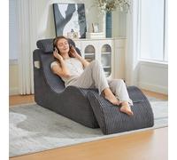 HaoChrymec Sillón Individual de Pana con Espuma de Alta Elasticidad, Diseño Ergonómico y Cojín Extraíble, Sillón Relax, para Salón y Dormitorio, Gris Oscuro, 160x66x90cm