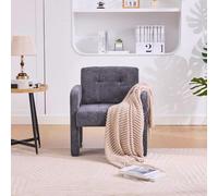 HaoChrymec Sillón Individual Tapizado en Chenilla con Asiento Acolchado, Diseño Minimalista Nórdico, Silla Relax, para Salón Dormitorio y Oficina, Gris, 67.5x69x74.5cm