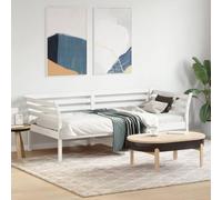HaoChrymec Sofá Cama, Daybed de Madera Maciza de Pino, Diseño Multifuncional con Protección Lateral, Sofá Cama Ideal para Dormitorio o Salón, Color Blanco, 90x190 cm