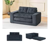 HaoChrymec Sofá Cama de 2 Plazas con Pana, para Espacios Pequeños, Negro