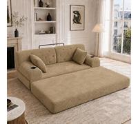 HaoChrymec Sofá Cama de 2 Plazas con Pana, Salón y Espacios Pequeños, Caqui, 168x80x81 cm