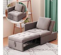 HaoChrymec Sofá Cama de Lino con Respaldo Ajustable, para Espacios Pequeños, Gris, 177x68x65 cm