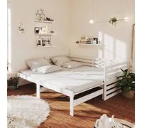 HaoChrymec Sofá Cama Extensible de Madera de Pino, Diseño Multifuncional con Estructura Robust, Cama Individual Ideal para Dormitorio de Invitados o Juvenil, Color Blanco, 2X(90x200) cm