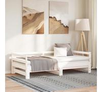HaoChrymec Sofá Cama Extensible de Madera de Pino, Diseño Multifuncional con Estructura Robust, Cama Individual Ideal para Dormitorio de Invitados o Juvenil, Color Blanco, 2X(90x200) cm