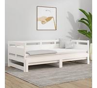 HaoChrymec Sofá Cama Extensible, de Madera de Pino Macizo, Diseño Multifuncional con 2 Camas, Cama Individual Ideal para Dormitorio de Invitados o Juvenil, Color Blanco, 2X(90x200) cm