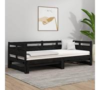 HaoChrymec Sofá Cama Extensible de Pino Macizo, Diseño Multifuncional con Almacenamiento, Cama Individual para Salón o Dormitorio, Color Negro, 2X(90x190) cm