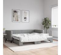 HaoChrymec Sofá Cama Extensible, Diván 2 en 1 con Estructura de Madera y Metal, Sofá Cama Moderno para Salón o Dormitorio de Invitados, Color Gris Claro, 100x200 cm