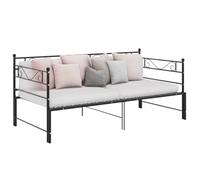 HaoChrymec Sofá Cama Extensible, Estructura de Metal Negro, Diseño Multifuncional, Cama Individual y Sofá, Ideal para Dormitorio Juvenil o Visitantes, Color Negro, 90x200 cm