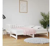 HaoChrymec Sofá Cama Extensible, Madera de Pino Macizo, Diseño con Láminas de Soporte, Cama Individual y Sofá Multifuncional, Ideal para Dormitorio o Salón, Color Blanco, 2X(90x190) cm