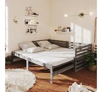 HaoChrymec Sofá Cama Extraíble, Madera de Pino Macizo, Diseño Multifuncional, Cama Individual para Habitaciones de Invitados o Estudios, Color Gris, 2X(90x200) cm