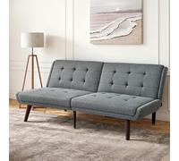 HaoChrymec Sofá Cama Futón de Tela con Respaldo Ajustable 5 Posiciones y Función 3 en 1, Loveseat Convertible, Cama para Invitados, para Salón y Dormitorio, Gris, 146 cm