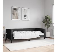 HaoChrymec Sofá Cama Moderno, Daybed de Tela Negra 90x200 cm, 2 en 1 para Salón y Dormitorio, Estructura de Metal y Madera, Color Negro, Dimensiones: 223x100x68 cm