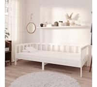 HaoChrymec Sofá Cama Multifuncional, Daybed con Colchón de Espuma, Madera de Pino Maciza, Cama Individual Ideal para Habitación de Invitados o Juvenil, Color Blanco, 90x200 cm